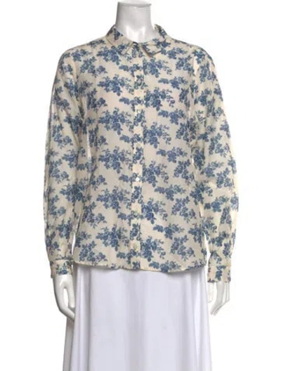 Pre-owned Sézane Floral Print Long Sleeve Blouse In Neutral