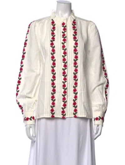Pre-owned Sézane Floral Print Long Sleeve Blouse In Neutrals