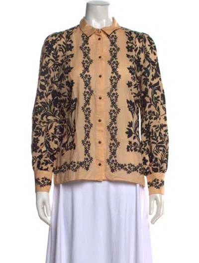 Pre-owned Sézane Floral Print Long Sleeve Blouse In Neutrals