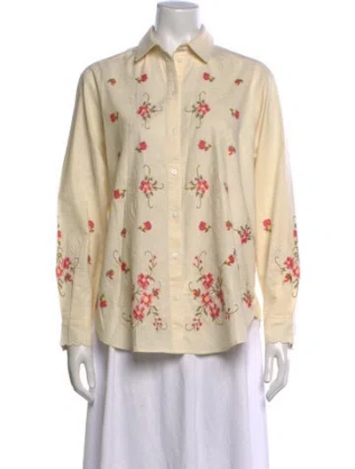 Pre-owned Sézane Floral Print Long Sleeve Blouse In Neutrals
