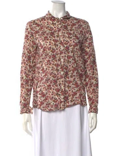 Pre-owned Sézane Floral Print Long Sleeve Blouse In Red