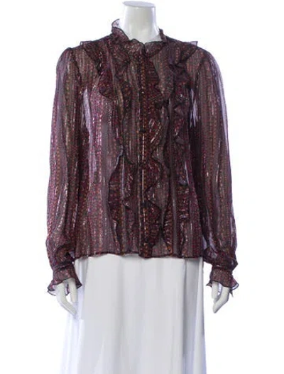 Pre-owned Sézane Floral Print Long Sleeve Blouse W/ Tags In Multi
