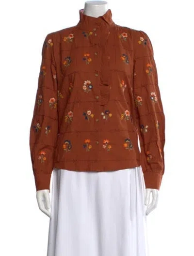 Pre-owned Sézane Floral Print Long Sleeve Blouse W/ Tags In Multi