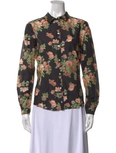 Pre-owned Sézane Floral Print Long Sleeve Blouse W/ Tags In Multi