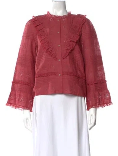 Pre-owned Sézane Floral Print Long Sleeve Blouse W/ Tags In Red