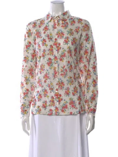 Pre-owned Sézane Floral Print Long Sleeve Blouse W/ Tags In Red