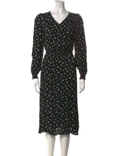 Pre-owned Sézane Floral Print Midi Length Dress In Black