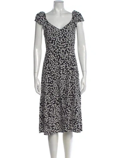 Pre-owned Sézane Floral Print Midi Length Dress In Black
