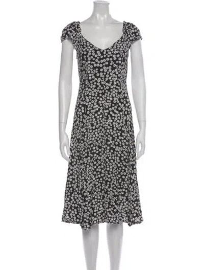 Pre-owned Sézane Floral Print Midi Length Dress In Black