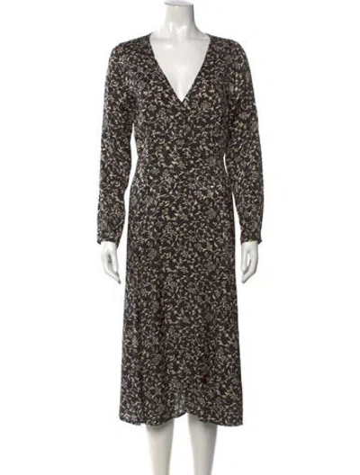 Pre-owned Sézane Floral Print Midi Length Dress In Black