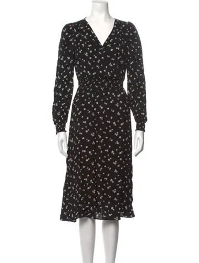 Pre-owned Sézane Floral Print Midi Length Dress In Black