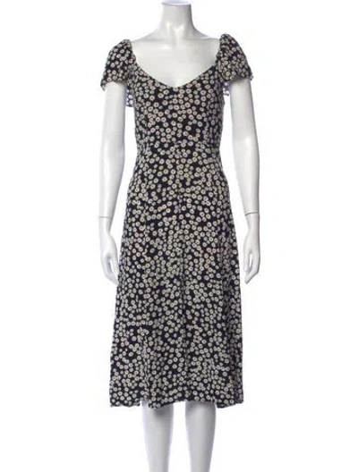 Pre-owned Sézane Floral Print Midi Length Dress In Black
