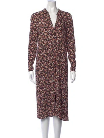 Pre-owned Sézane Floral Print Midi Length Dress In Black