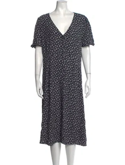 Pre-owned Sézane Floral Print Midi Length Dress In Black