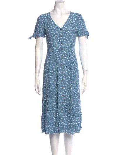 Pre-owned Sézane Floral Print Midi Length Dress In Blue