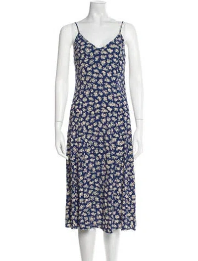 Pre-owned Sézane Floral Print Midi Length Dress In Blue