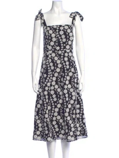 Pre-owned Sézane Floral Print Midi Length Dress In Blue