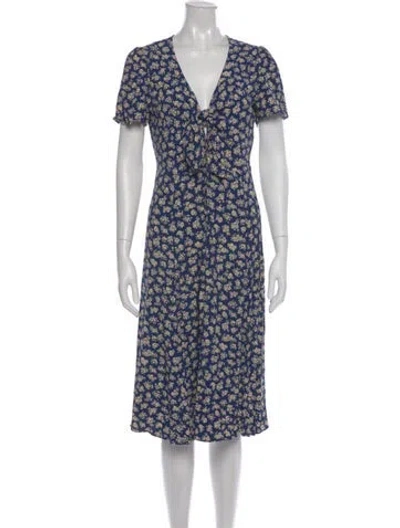 Pre-owned Sézane Floral Print Midi Length Dress In Blue