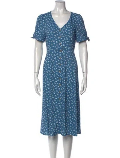 Pre-owned Sézane Floral Print Midi Length Dress In Blue