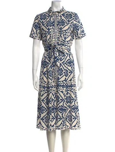 Pre-owned Sézane Floral Print Midi Length Dress In Blue