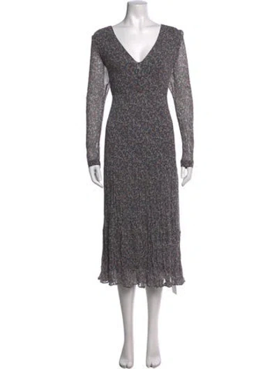 Pre-owned Sézane Floral Print Midi Length Dress In Blue