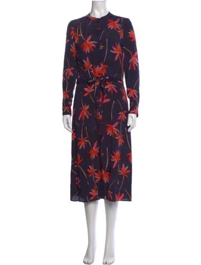 Pre-owned Sézane Floral Print Midi Length Dress In Blue