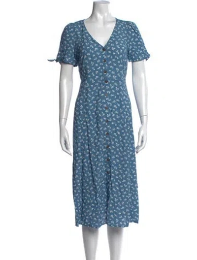 Pre-owned Sézane Floral Print Midi Length Dress In Blue