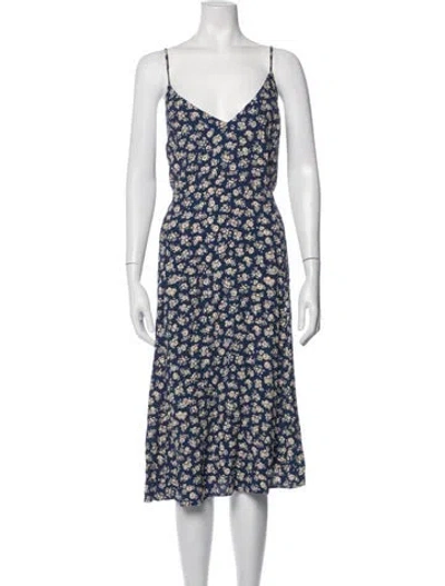 Pre-owned Sézane Floral Print Midi Length Dress In Blue