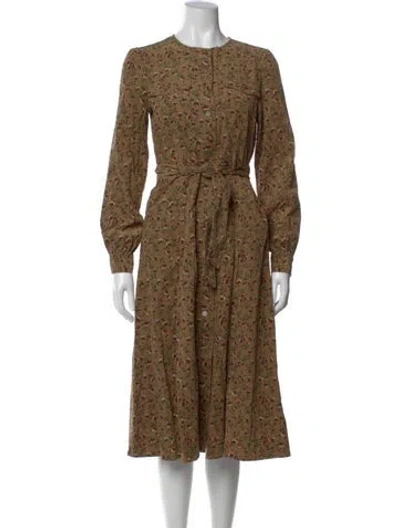 Pre-owned Sézane Floral Print Midi Length Dress In Brown