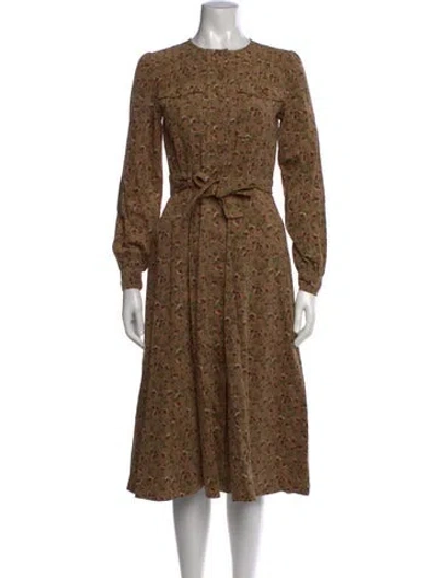 Pre-owned Sézane Floral Print Midi Length Dress In Brown