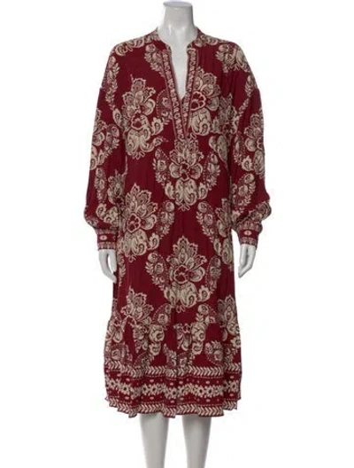 Pre-owned Sézane Floral Print Midi Length Dress In Burgundy