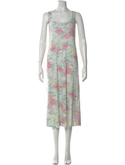 Pre-owned Sézane Floral Print Midi Length Dress In Green