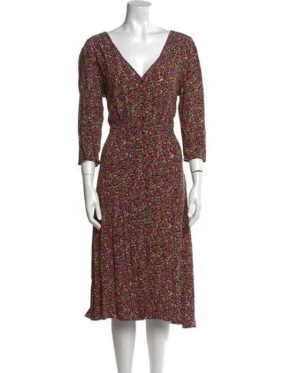 Pre-owned Sézane Floral Print Midi Length Dress In Multi