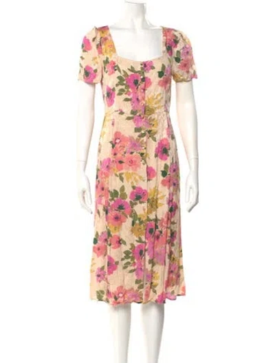 Pre-owned Sézane Floral Print Midi Length Dress In Multi