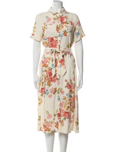 Pre-owned Sézane Floral Print Midi Length Dress In Multi