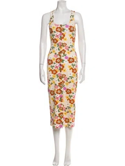 Pre-owned Sézane Floral Print Midi Length Dress In Multi