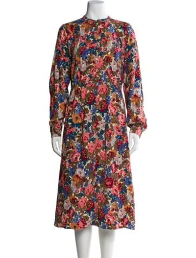 Pre-owned Sézane Floral Print Midi Length Dress In Multi