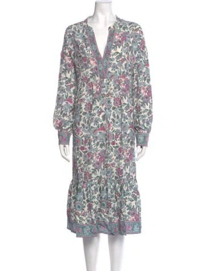 Pre-owned Sézane Floral Print Midi Length Dress In Multi
