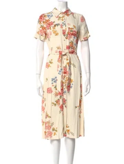 Pre-owned Sézane Floral Print Midi Length Dress In Multi