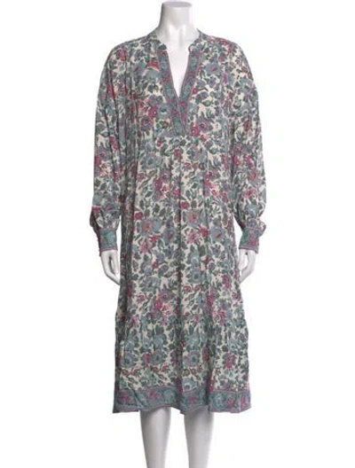 Pre-owned Sézane Floral Print Midi Length Dress In Multicolor