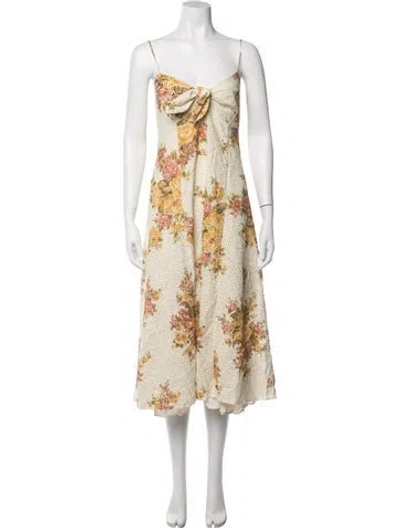 Pre-owned Sézane Floral Print Midi Length Dress In Multicolor