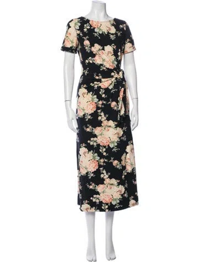 Pre-owned Sézane Floral Print Midi Length Dress In Multicolor