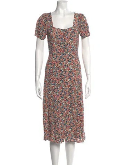 Pre-owned Sézane Floral Print Midi Length Dress In Neutral