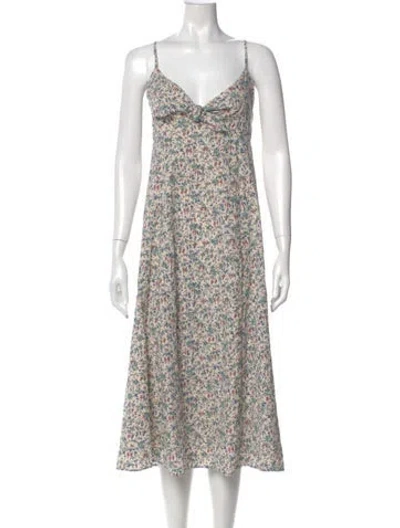 Pre-owned Sézane Floral Print Midi Length Dress In Neutral