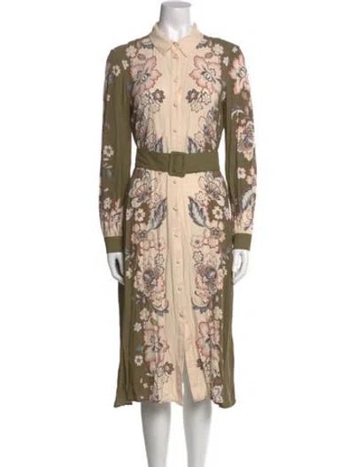 Pre-owned Sézane Floral Print Midi Length Dress In Neutral