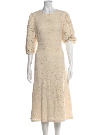 Pre-owned Sézane Floral Print Midi Length Dress In Neutral