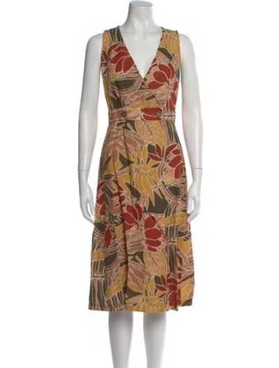 Pre-owned Sézane Floral Print Midi Length Dress In Neutral