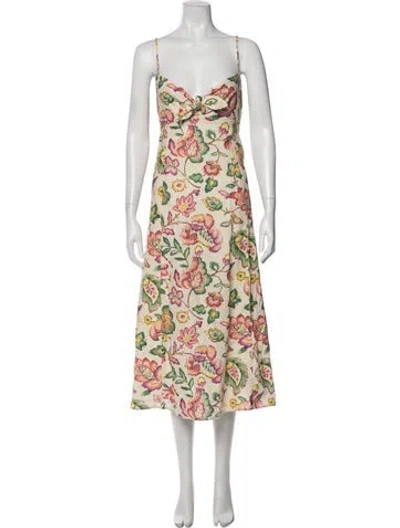 Pre-owned Sézane Floral Print Midi Length Dress In Neutral