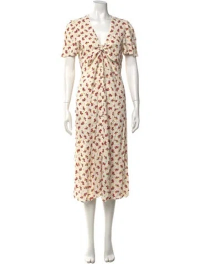 Pre-owned Sézane Floral Print Midi Length Dress In Neutral