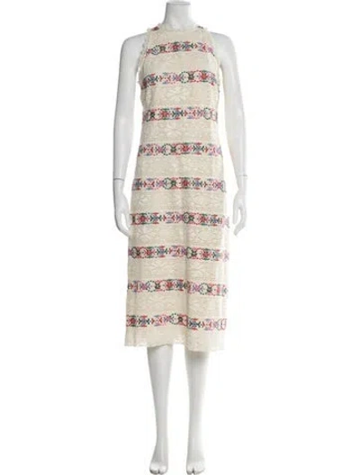 Pre-owned Sézane Floral Print Midi Length Dress In Neutral